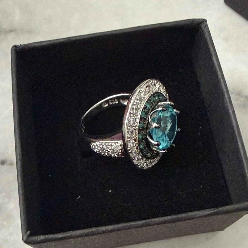 Blue Zirconia 925 sterling silver ring
